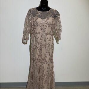 R&M Richards Beaded Mesh Midi Dress Size 14 Formal Wedding Guest